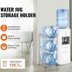 Vattenkannahållare 3-vånings, enkelrads flaskställ för 3 flaskor, silverfärg, robust och stilren design