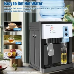 Vattenkylare & vattendispenser - Toppmatad bordsmodell - 19 L (5 gal) - Varmt & kallt vatten - 110V - Rostfritt stål & PP - Svart