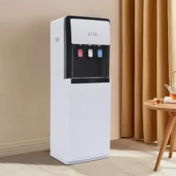 Vattenkylare och Dispenser - Golvstående - Bottenmatad - Varm & Kall - Spänning 220V - EU-kontakt - Uppvärmning 500W, Kylning 75W - Vit