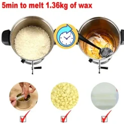 Vaxsmältare för ljus - Smältgryta med kran - 10 L - 304 Rostfritt Stål - Termostat 30–110 °C - 1800 W - 220–240 V - Silver