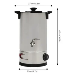 Vaxsmältare för ljus - Smältgryta med kran - 10 L - 304 Rostfritt Stål - Termostat 30–110 °C - 1800 W - 220–240 V - Silver