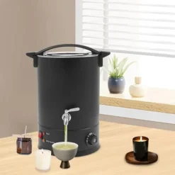 Vaxsmältare för ljustillverkning - Elektrisk vaxgryta 12 l - 1800 W - SUS304 rostfritt stål - Justerbar 30–110°C - Spänning 220–240 V, 50 Hz - Svart | CDON