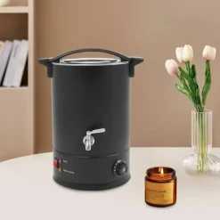 Vaxsmältare för ljustillverkning - Elektrisk vaxgryta 12 l - 1800 W - SUS304 rostfritt stål - Justerbar 30–110°C - Spänning 220–240 V, 50 Hz - Svart | CDON