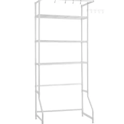 Över Tvättmaskin Hylla, Enkelrad 3-Vånings Förvaringsställ, Vit, för Torktumlare och Tvättmaskin