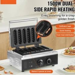 Våffelpinnemaskin 6ST, 1500W, Hög Effektivitet, Perfekt för Restaurang och Café, Kommersial, Lång Livslängd