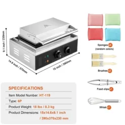 Våffelpinnemaskin 6ST, 1500W, Hög Effektivitet, Perfekt för Restaurang och Café, Kommersial, Lång Livslängd