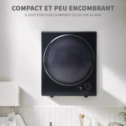 Väggmonterad torktumlare 2,5 kg, 200 min timer, dubbel filter, PTC-keramik, rostfritt, 65°C