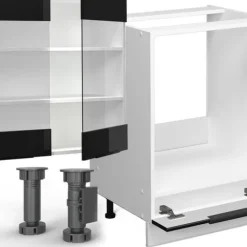 Vicco Fame-Line kök, Blank svart ek/vit, 355 cm