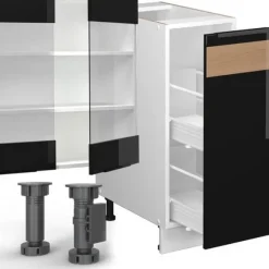 Vicco Fame-Line kök, Blank svart ek/vit, 280 cm