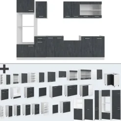 Vicco kök R-Line, betong svart/vit, 300 cm PT Ek