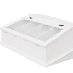 vidaXL Besticklåda MDF vit barockstil - Brickor för tallrikar och bestick