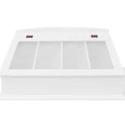 vidaXL Besticklåda MDF vit barockstil - Brickor för tallrikar och bestick