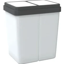 vidaXL Dubbel sophink vit 2x25 L - Soptunnor & papperskorgar