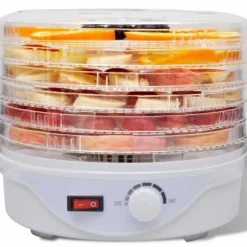 vidaXL Frukt-/svamptork med 6 stapelbara torkgaller (rund)