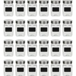 vidaXL Förvaringsburkar i glas med etiketter 24 st 300 ml - Kakburkar