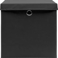 vidaXL Förvaringslådor med lock 4 st svart 32x32x32 cm tyg - Förvaringslådor
