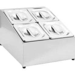 vidaXL Gastronormbehållare med 4 GN 1/6 kantin rostfritt stål - Hållare för köksgeråd