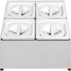 vidaXL Gastronormbehållare med 4 GN 1/6 kantin rostfritt stål - Hållare för köksgeråd