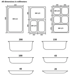 vidaXL Gastronormkantiner 12 st GN 1/4 20 mm rostfritt stål - Kokeribehållare