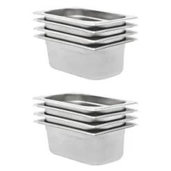 vidaXL Gastronormkantiner 8 st GN 1/4 100 mm rostfritt stål - Kokeribehållare