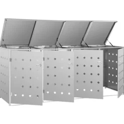 vidaXL Skjul till fyra sopkärl 240 L rostfritt stål - Ställningar till sopkärl