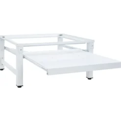 vidaXL Sockel för tvättmaskin med utdragbar hylla vit