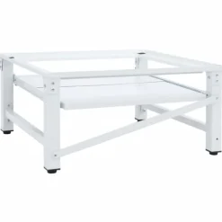 vidaXL Sockel för tvättmaskin med utdragbar hylla vit