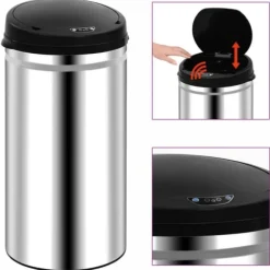 vidaXL Soptunna med automatisk sensor 50 L rostfritt stål - Soptunnor & papperskorgar