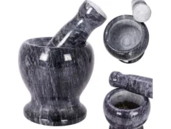 Vilde Granitsten mortel med mortelstöt för malning av kryddor örter nötter tung 11 cm