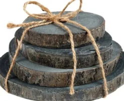 Vilde Träskiva med bark grå 4 st.