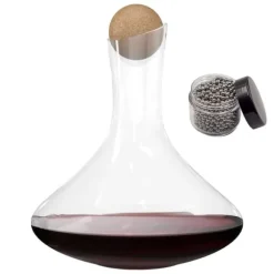 Vinkaraff / dekander Glaskaraff med 1,8 liter för rödvin Blyfri karaff i kristallglas Munblåst vinluftare med rengöringspärlor