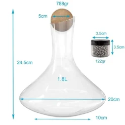 Vinkaraff / dekander Glaskaraff med 1,8 liter för rödvin Blyfri karaff i kristallglas Munblåst vinluftare med rengöringspärlor