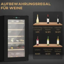 Vinkyl 24 flaskor, 5–20 °C, LED, 43×45×75 cm, svart