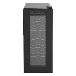Vinkyl, 12-flaskors kapacitet, effektiv temperaturkontroll,Svart