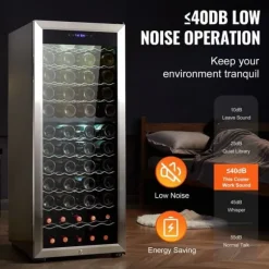 Vinkylare 80 flaskor, Dual Zone, Fristående Kylskåp, LED-ljus, Energisparande, Digital temperaturkontroll