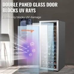 Vinkylare 80 flaskor, Dual Zone, Fristående Kylskåp, LED-ljus, Energisparande, Digital temperaturkontroll