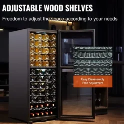 Vinkylare 80 flaskor, Dual Zone, Fristående Kylskåp, LED-ljus, Energisparande, Digital temperaturkontroll