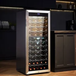 Vinkylare 80 flaskor, Dual Zone, Fristående Kylskåp, LED-ljus, Energisparande, Digital temperaturkontroll
