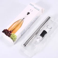 Vinkylare, 3-i-1-kylstav i rostfritt stål för vinflaskor - Snabb isfri vinkylstav med strålsamlare och hällrör Bästa vintillbehören Present