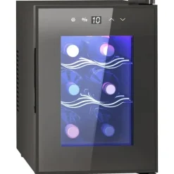 Vinkylskåp - 6 Flaskor 17 L - Invändig LED-belysning - Pekskärm - Justerbar temperatur - Metall - Svart