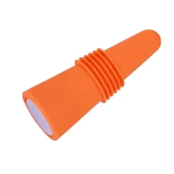Vinpropp i livsmedelskvalitet, silikon i rostfritt stål, 6,1x2,35 cm, dekorativa, praktiska, återanvändbara vinkorkar för dekoration, orange