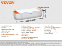 Vinylskärningsmaskin, 12 tum maximal skärstorlek, Bluetooth-anslutning,Vit Orange