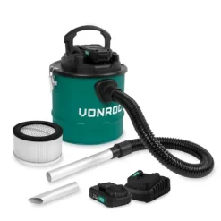 VONROC Batteridriven askdammsugare 20V – 2.0Ah – 12L tank | Inkl. 2 Batterier och snabbladdare