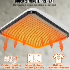 Värmepress 9x9 Portable Easy Press, Sublimeringsöverföringsskrivare för DIY T-shirt, kompakt och enkel att använda