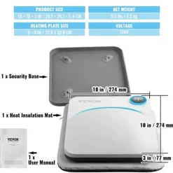 Värmepressmaskin, Bärbar Design, Användarvänliga Kontroller,9x9in Blå