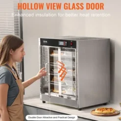 Värmeskåp för mat, 5 nivåer rostfritt stål, justerbara hyllor, förvaring