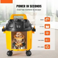 Våt/Torr Verkstadssug 10L 2 Peak HP, Komplett Tillbehörskit, Gul, Kraftfull och Mångsidig