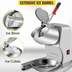 300W 95 kg/h effektiv elektrisk dubbelbladig iskrossmaskin med stor ishink och isskål, användarvänliga detaljer, bred applikation