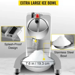 300W 95 kg/h effektiv elektrisk dubbelbladig iskrossmaskin med stor ishink och isskål, användarvänliga detaljer, bred applikation