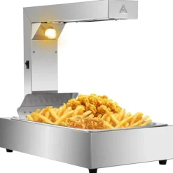 1000W 30-85°C pommes frites värmelampa med avtagbar avloppsbräda och panna, jämn värmefördelning, snabb uppvärmning
